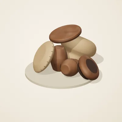 The six parts of Korean Onggi No. 17 in a loose pile on a round stand