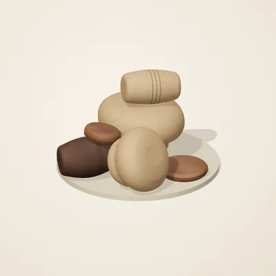 The six parts of Korean Onggi No. 32 in a loose pile on a round stand