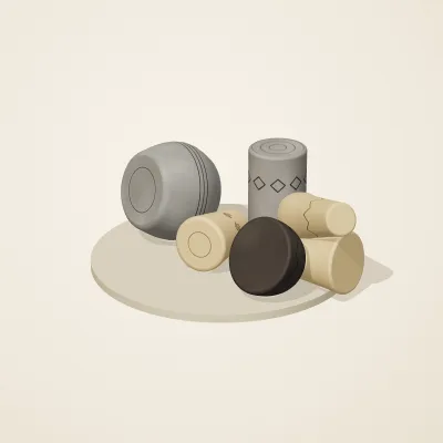The six parts of Chinese Neolithic No. 5 in a loose pile on a round stand