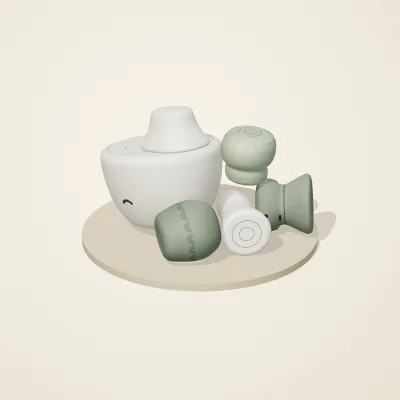 The six parts of Thai Celadon No. 12 in a loose pile on a round stand
