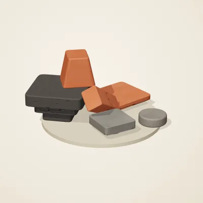 The six parts of Mexica Stone No. 10 in a loose pile on a round stand