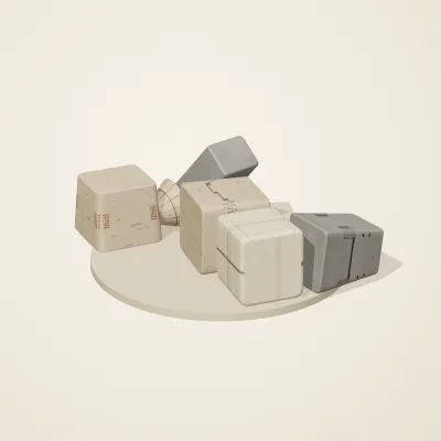 The six parts of Maya Limestone No. 3 in a loose pile on a round stand