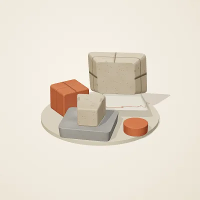The six parts of Maya Limestone No. 9 in a loose pile on a round stand