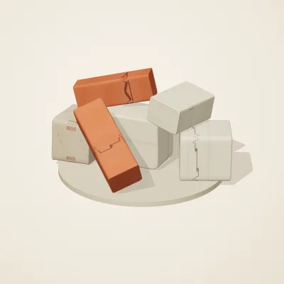 The six parts of Maya Limestone No. 25 in a loose pile on a round stand
