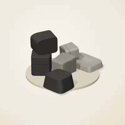 The six parts of Inca Masonry No. 6 in a loose pile on a round stand