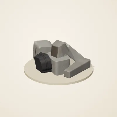 The six parts of Inca Masonry No. 38 in a loose pile on a round stand