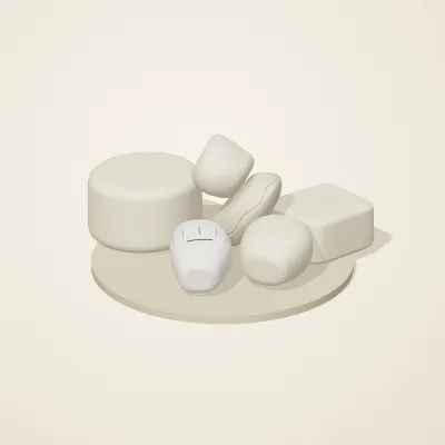 The six parts of Cycladic Forms No. 8 in a loose pile on a round stand