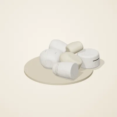The six parts of Cycladic Forms No. 16 in a loose pile on a round stand