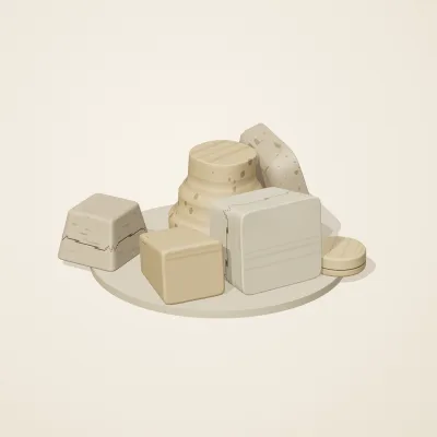The six parts of Nabataean Sandstone No. 4 in a loose pile on a round stand