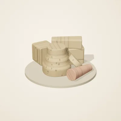 The six parts of Nabataean Sandstone No. 16 in a loose pile on a round stand