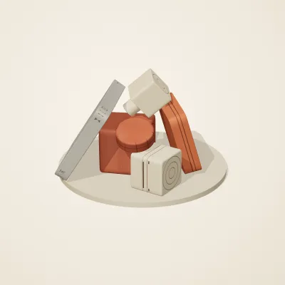 The six parts of Indus Geometry No. 24 in a loose pile on a round stand