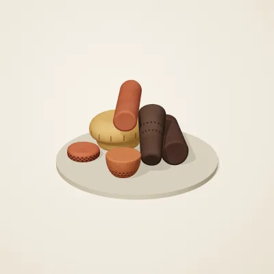 The six parts of Nok Terracotta No. 5 in a loose pile on a round stand