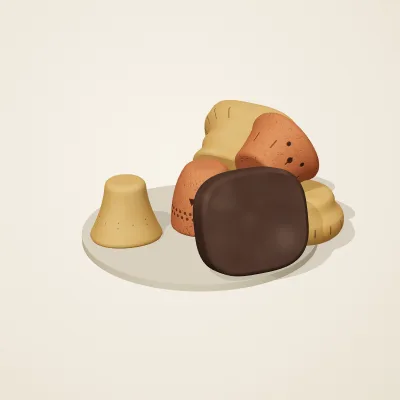 The six parts of Nok Terracotta No. 7 in a loose pile on a round stand