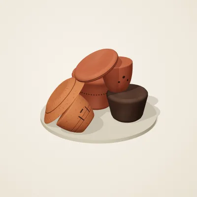 The six parts of Nok Terracotta No. 10 in a loose pile on a round stand
