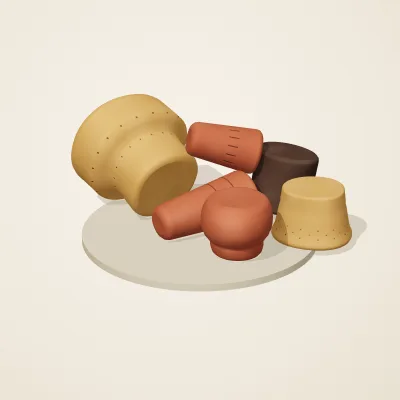 The six parts of Nok Terracotta No. 17 in a loose pile on a round stand