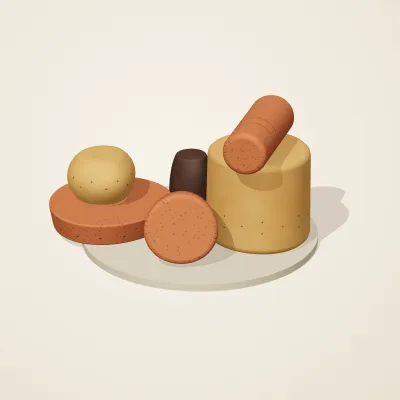 The six parts of Nok Terracotta No. 25 in a loose pile on a round stand