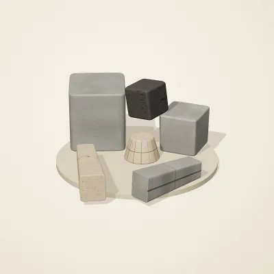 The six parts of Ethiopian Highlands No. 22 in a loose pile on a round stand