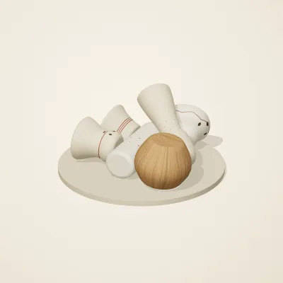 The six parts of Nordic Folk No. 5 in a loose pile on a round stand