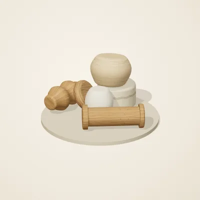 The six parts of Nordic Folk No. 9 in a loose pile on a round stand