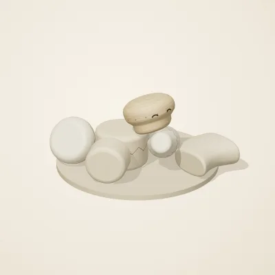The six parts of Nordic Folk No. 16 in a loose pile on a round stand