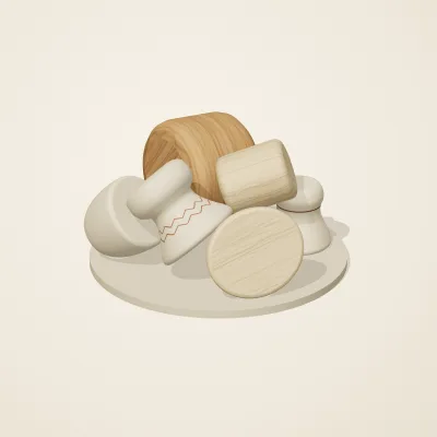 The six parts of Nordic Folk No. 20 in a loose pile on a round stand