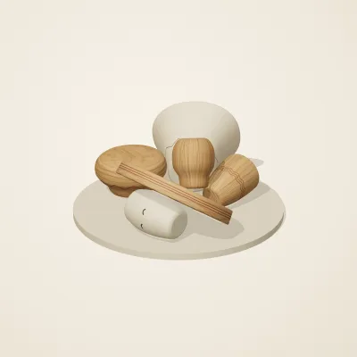 The six parts of Nordic Folk No. 21 in a loose pile on a round stand
