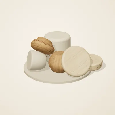 The six parts of Nordic Folk No. 22 in a loose pile on a round stand