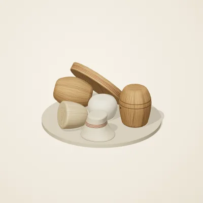 The six parts of Nordic Folk No. 28 in a loose pile on a round stand