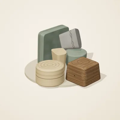 The six parts of Celtic Stonework No. 32 in a loose pile on a round stand