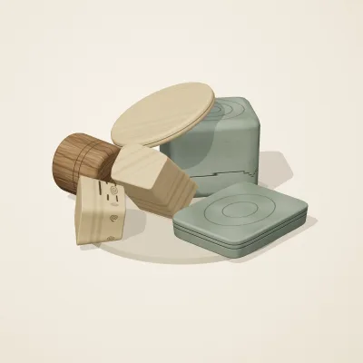 The six parts of Celtic Stonework No. 38 in a loose pile on a round stand