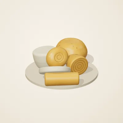 The six parts of Baltic Amber No. 38 in a loose pile on a round stand