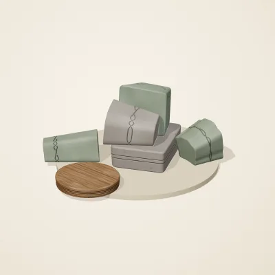 The six parts of Scandinavian Runestone No. 23 in a loose pile on a round stand