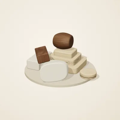 The six parts of Alpine Woodcraft No. 3 in a loose pile on a round stand