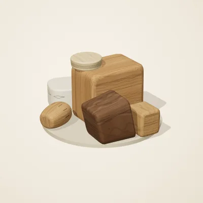 The six parts of Alpine Woodcraft No. 21 in a loose pile on a round stand