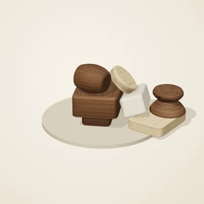 The six parts of Alpine Woodcraft No. 29 in a loose pile on a round stand