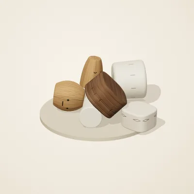 The six parts of Alpine Woodcraft No. 39 in a loose pile on a round stand