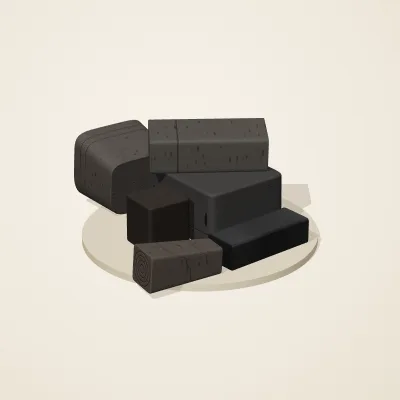 The six parts of Obsidian Temple No. 4 in a loose pile on a round stand