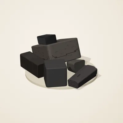 The six parts of Obsidian Temple No. 28 in a loose pile on a round stand