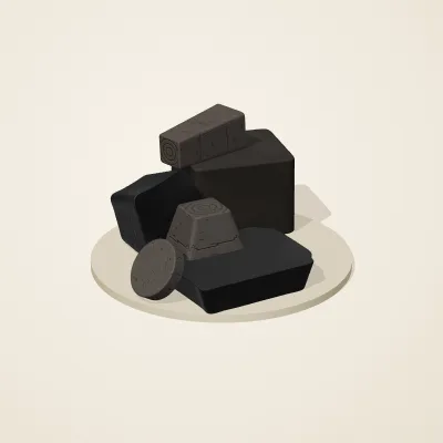 The six parts of Obsidian Temple No. 36 in a loose pile on a round stand