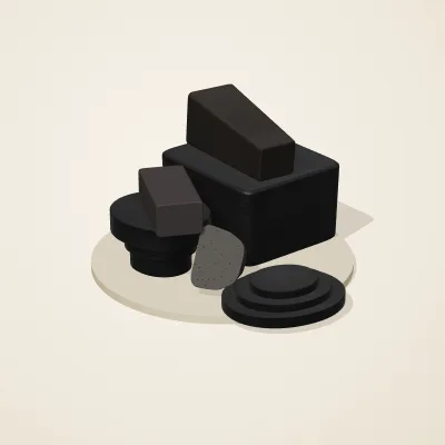 The six parts of Obsidian Temple No. 38 in a loose pile on a round stand