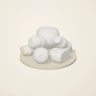 The six parts of Moonstone Oracle No. 2 in a loose pile on a round stand