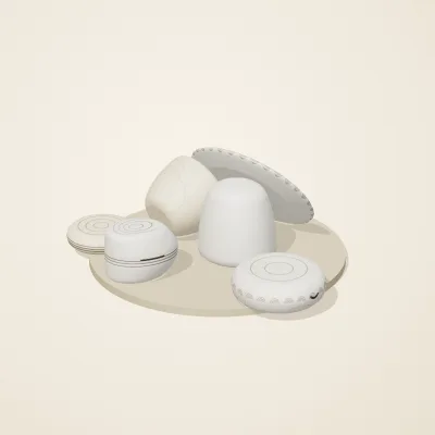 The six parts of Moonstone Oracle No. 3 in a loose pile on a round stand