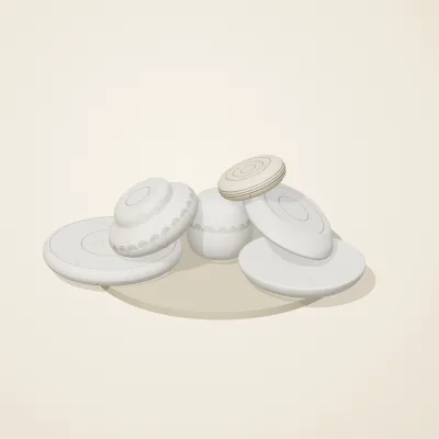 The six parts of Moonstone Oracle No. 6 in a loose pile on a round stand