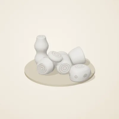 The six parts of Moonstone Oracle No. 21 in a loose pile on a round stand