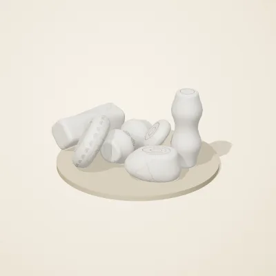 The six parts of Moonstone Oracle No. 26 in a loose pile on a round stand