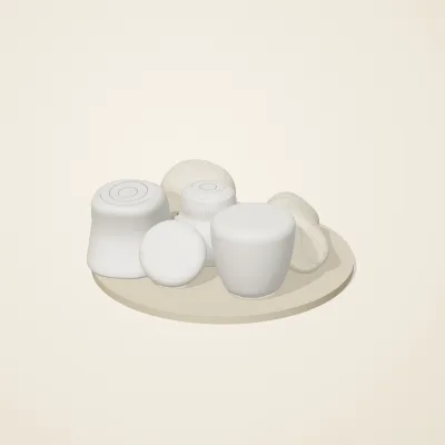The six parts of Moonstone Oracle No. 35 in a loose pile on a round stand