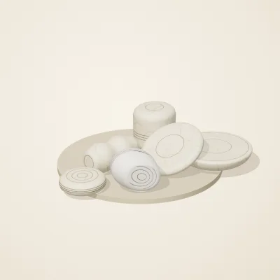 The six parts of Moonstone Oracle No. 40 in a loose pile on a round stand