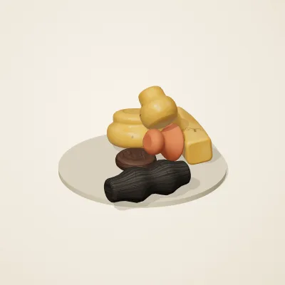 The six parts of Amber Spirits No. 12 in a loose pile on a round stand