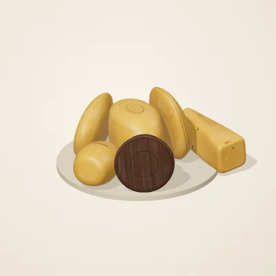 The six parts of Amber Spirits No. 19 in a loose pile on a round stand
