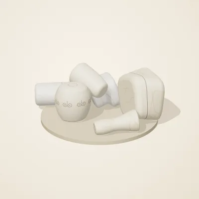 The six parts of Ivory Moon No. 6 in a loose pile on a round stand